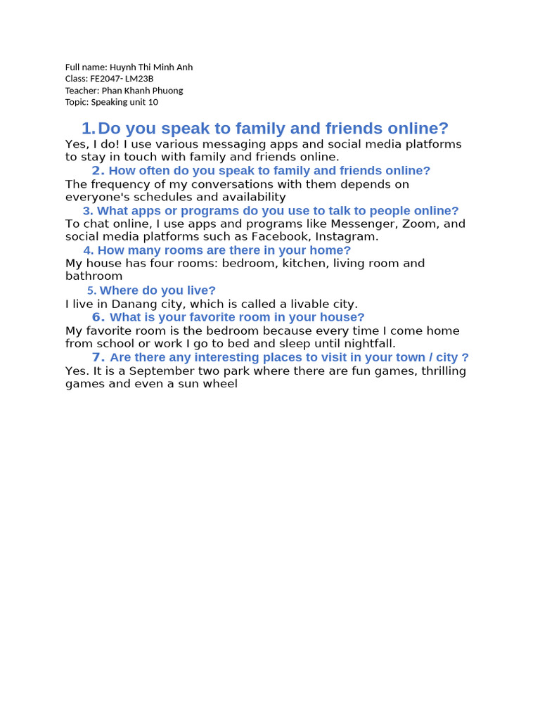 Online Communication & Home Life | PDF
