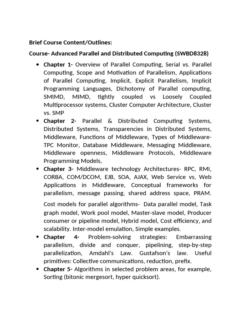 AASTU Adv Parallel Distributed Computing SWBD8328 | PDF