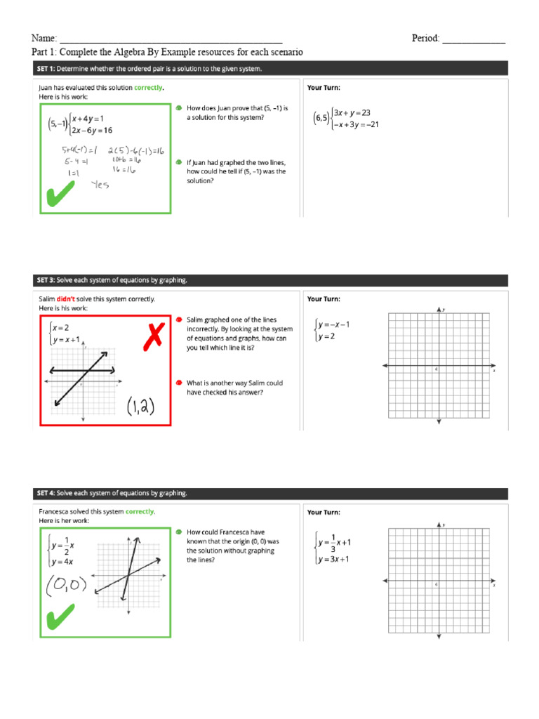 Algebra Systems Practice Worksheet | PDF