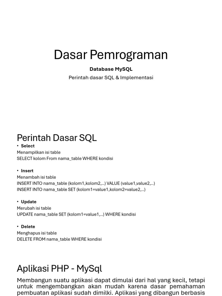 Dasar Pemrograman PHP dan MySQL | PDF