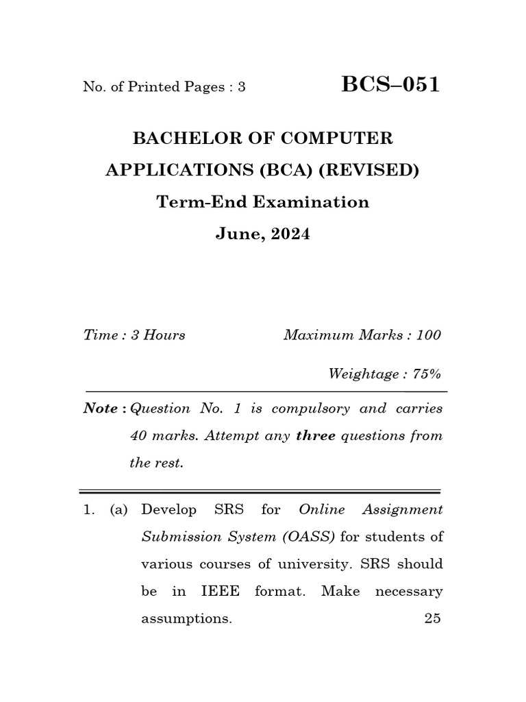 BCA Software Engineering Exam Guide | PDF