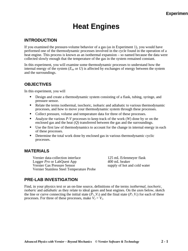 02_heat_engines_lab | PDF | Heat | Gases