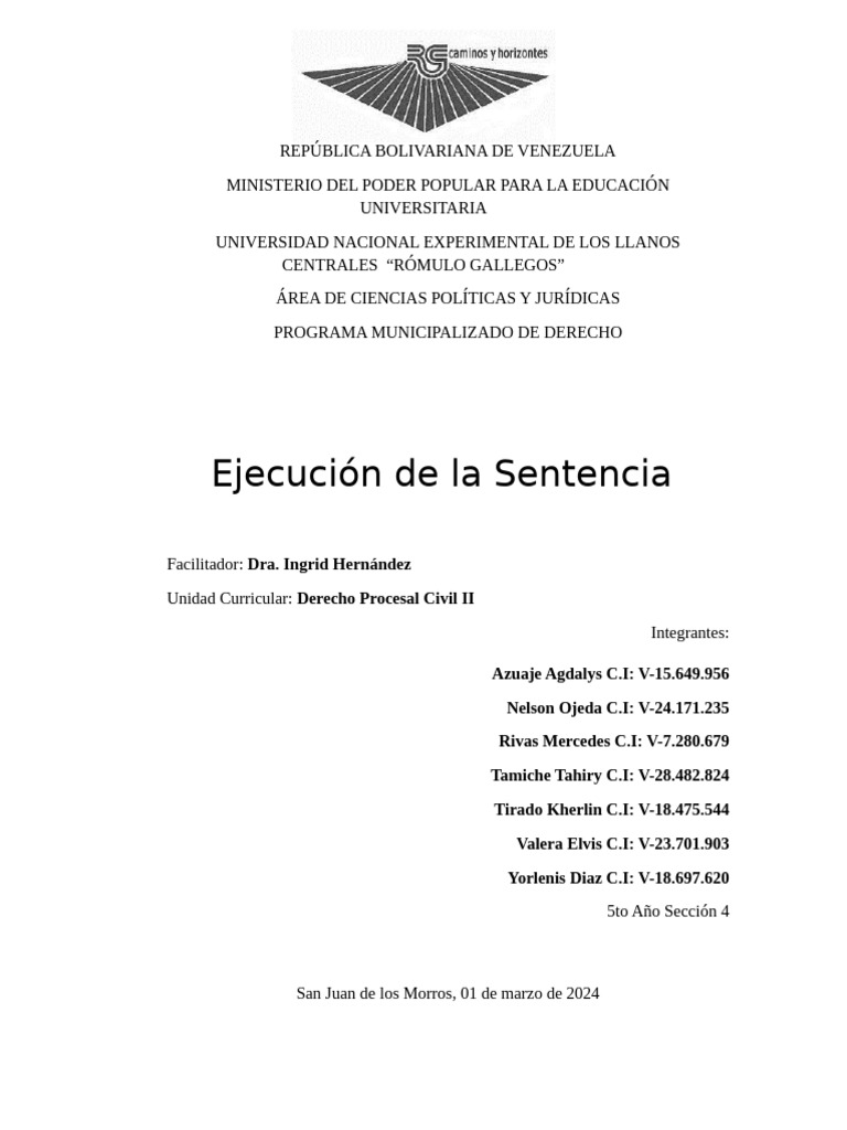 Trabajo De Procesal Civil Ii La Sentencia Pdf Sentencia Ley