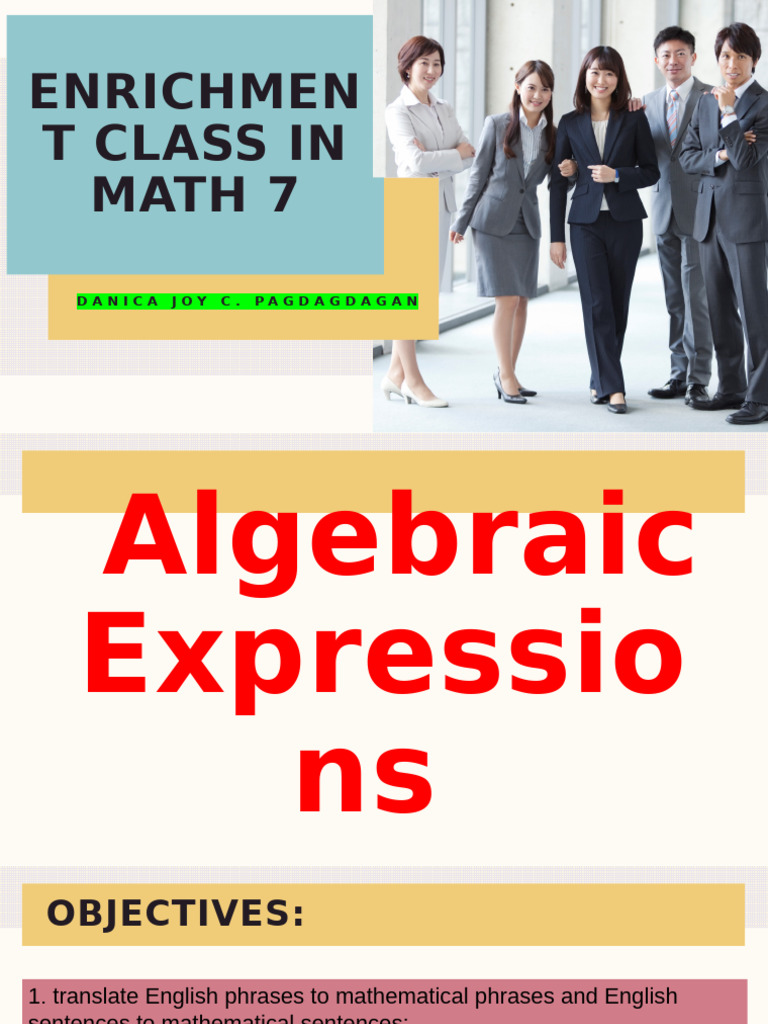 Algebraic Expressions in Math 7 | PDF | Polynomial | Variable (Mathematics)