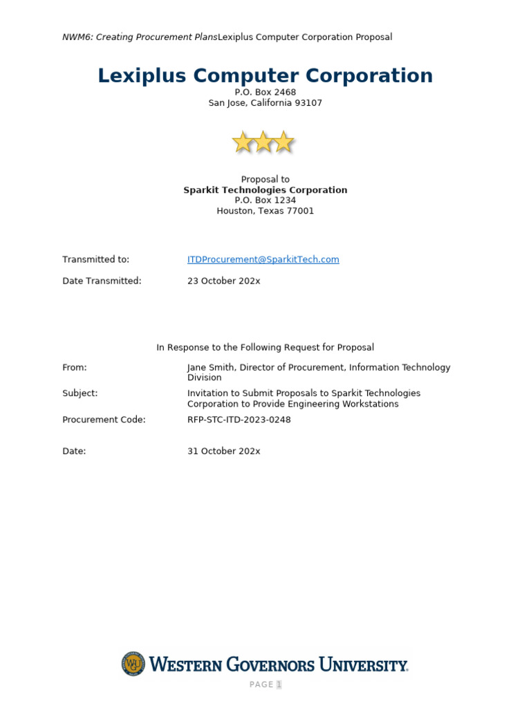 Lexiplus Computer Corporation Proposal | PDF | Request For Proposal ...