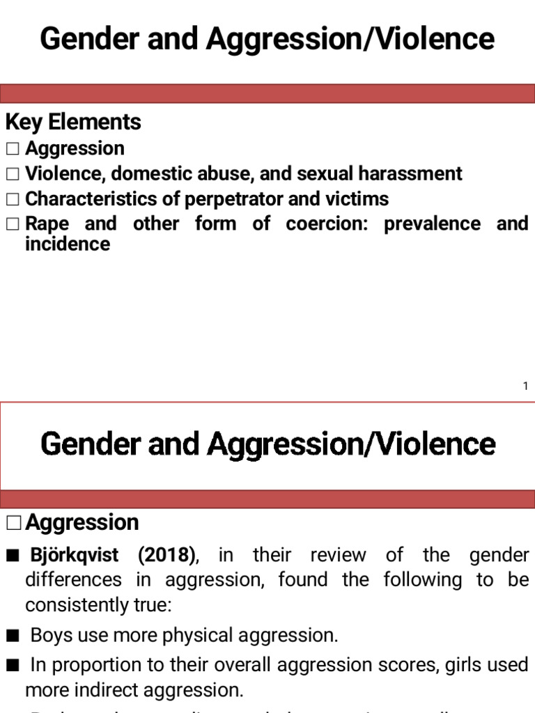 Gender and Aggression/Violence | PDF | Rape | Violence