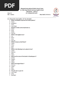 Class 6 Worksheet CH 12 Beyond the earth