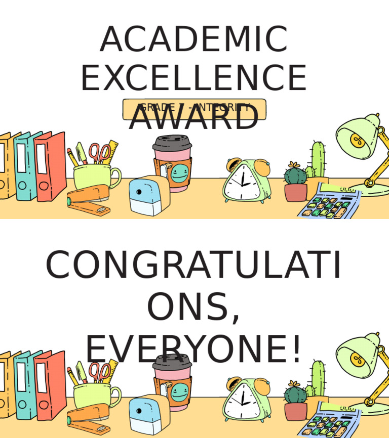 Academic Excellence Award Educational Presentation in White and Yellow ...