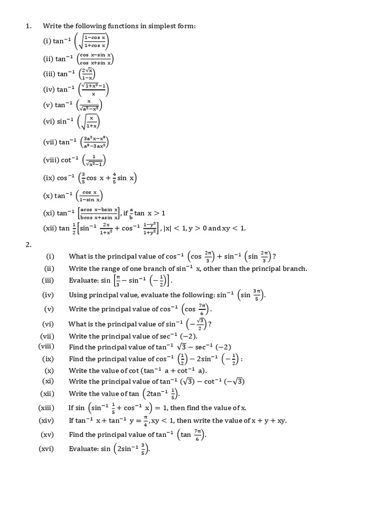 Simplifying Inverse Trigonometric Functions | PDF | Adenoviridae