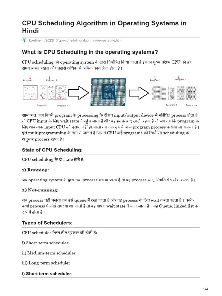 10 - CPU Scheduling Algorithm in Operating Systems in Hindi | PDF