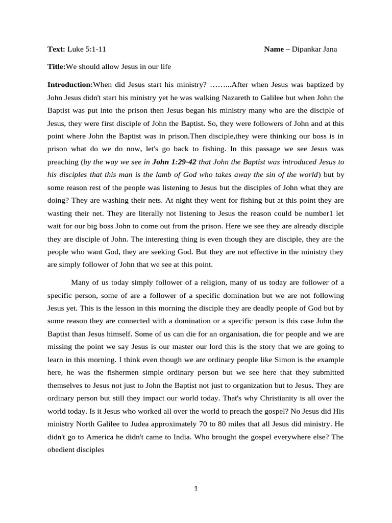 Sermon luke 5 pdf jesus john the baptist