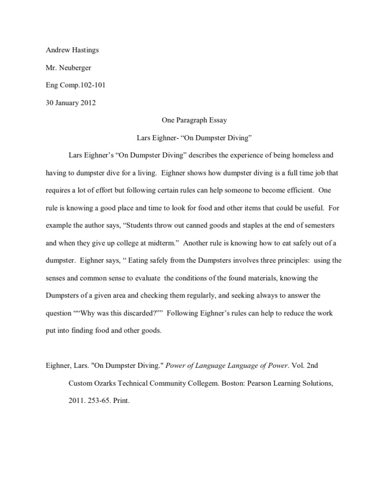 Summary On Dumpster Diving Pdf