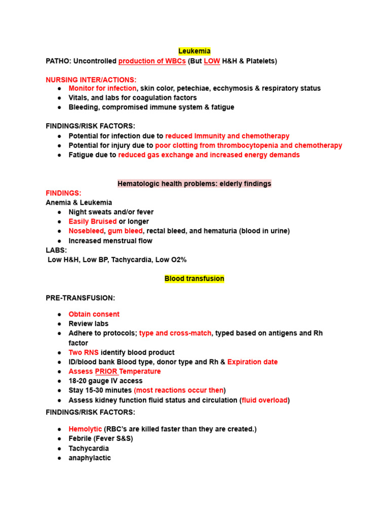 Comprehensive Guide to Hematologic Disorders | PDF | Bleeding | Anemia