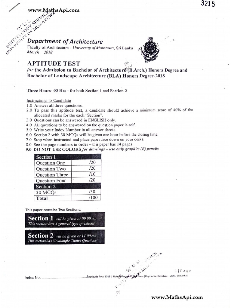 ARCHITECTURE APTITUDE TEST REVIEWER visual data 3