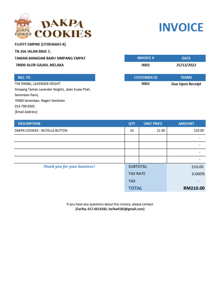 Invoice - The Rimba 25.12.22 | PDF