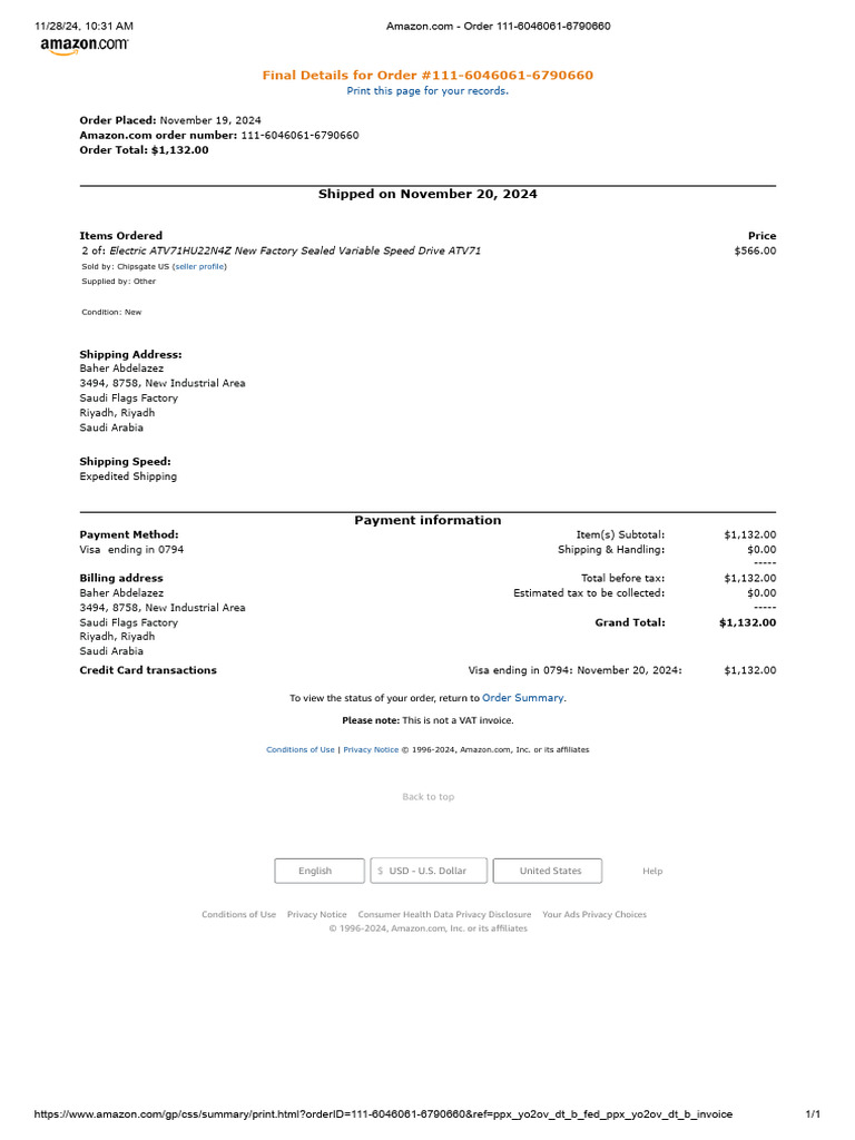 Order 111-6046061-6790660 | PDF | Invoice | Money