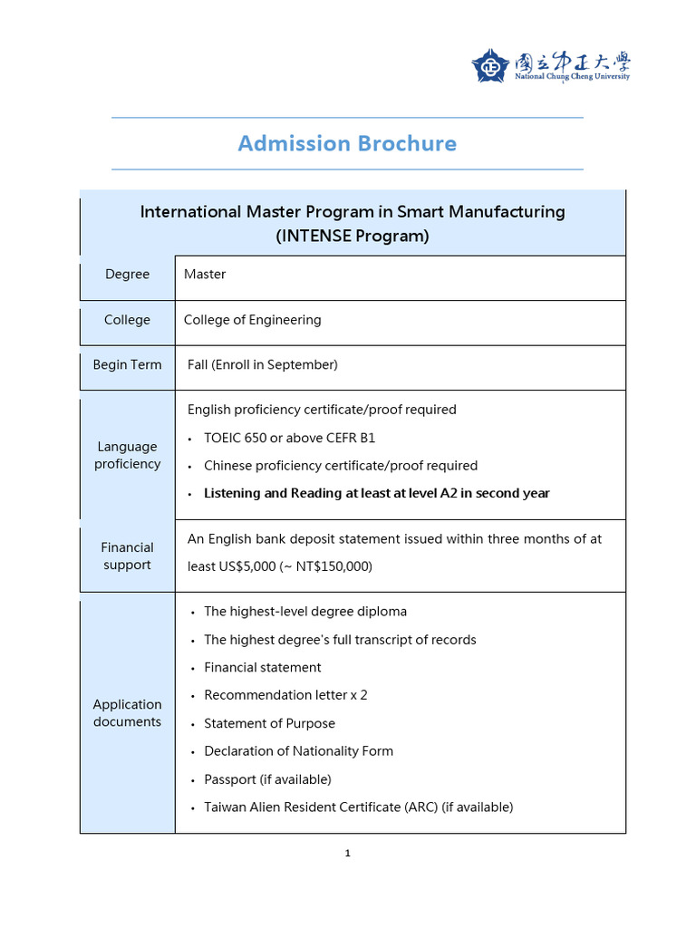Admission Brochure_National Chung Cheng University_International Master ...