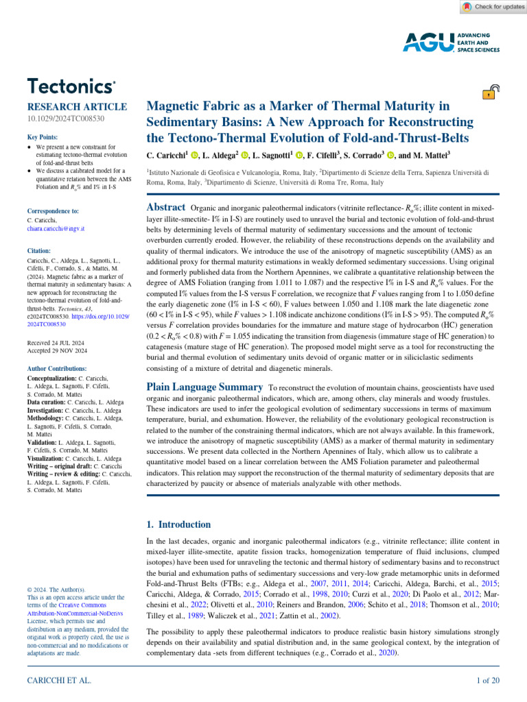 Tectonics - 2024 - Caricchi - Magnetic Fabric As A Marker of Thermal ...