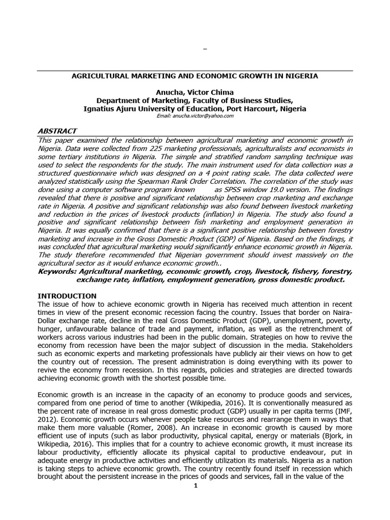 Agricultural Marketing's Role in Nigeria's Growth | PDF | Agriculture ...