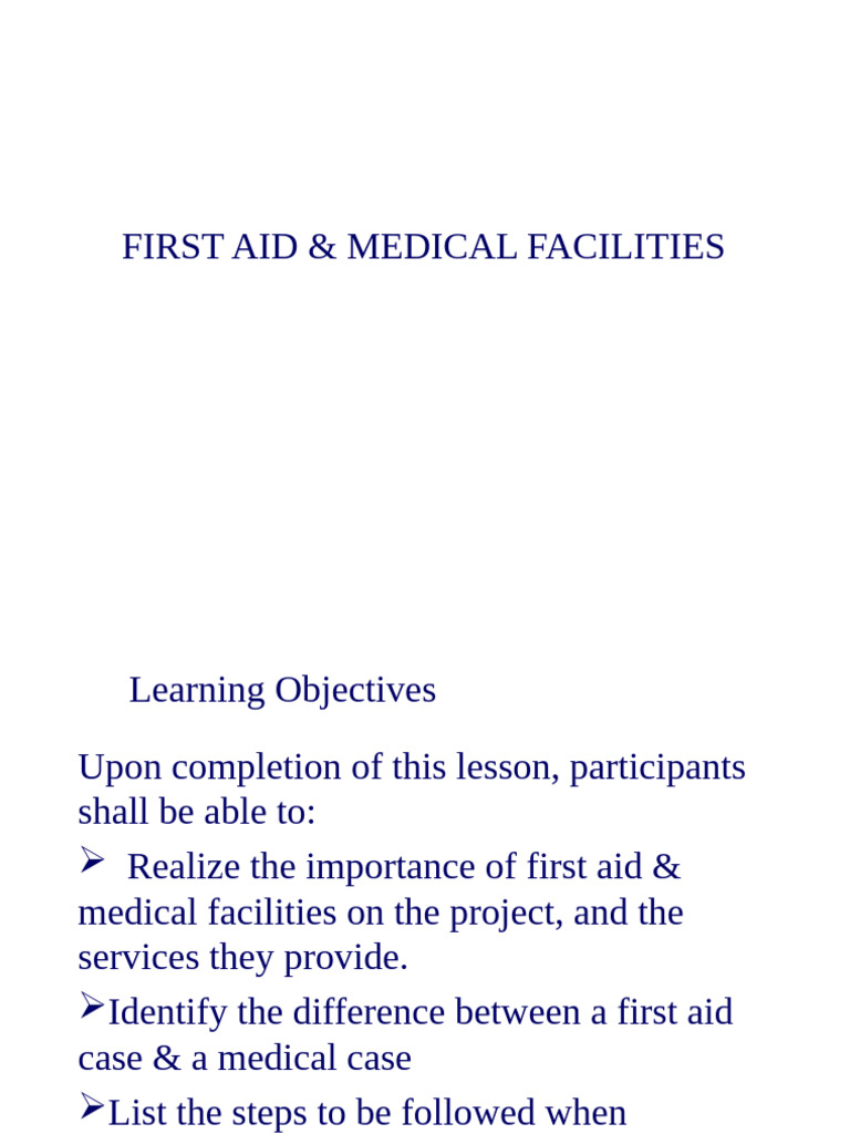 HSE - First Aid - Medical Facilities | PDF | Wound | First Aid