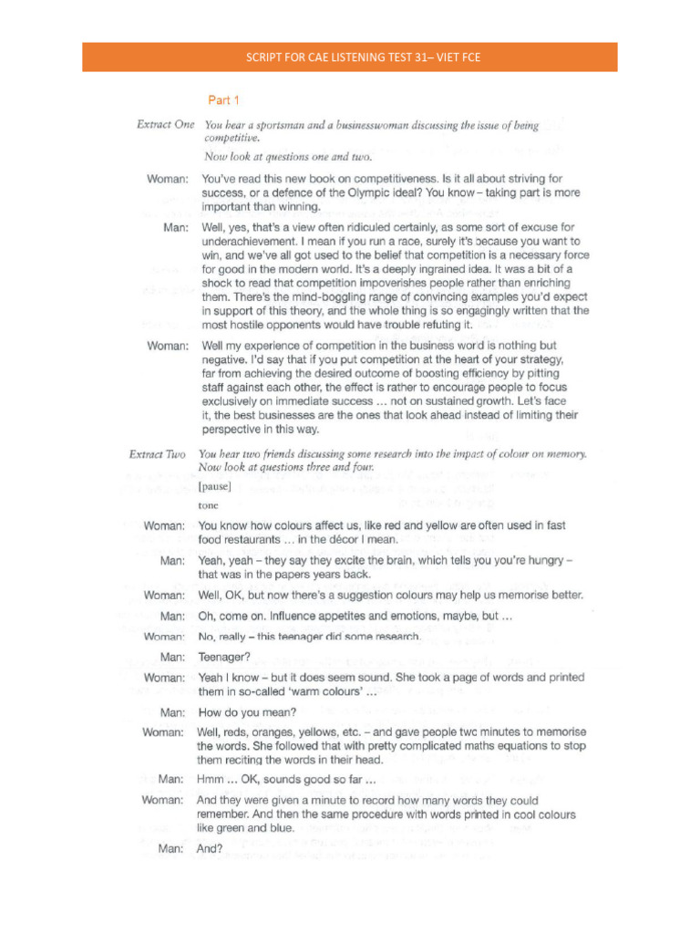 CAE Listening Test 31 Script | PDF