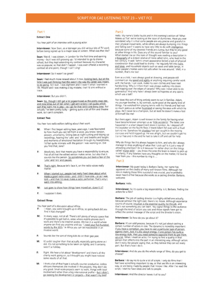 CAE Listening Test 23 Script | PDF