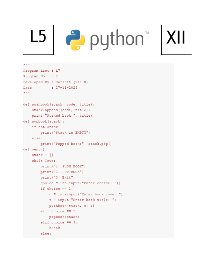 Stack Operations Program Examples | PDF | Color | Comma Separated Values