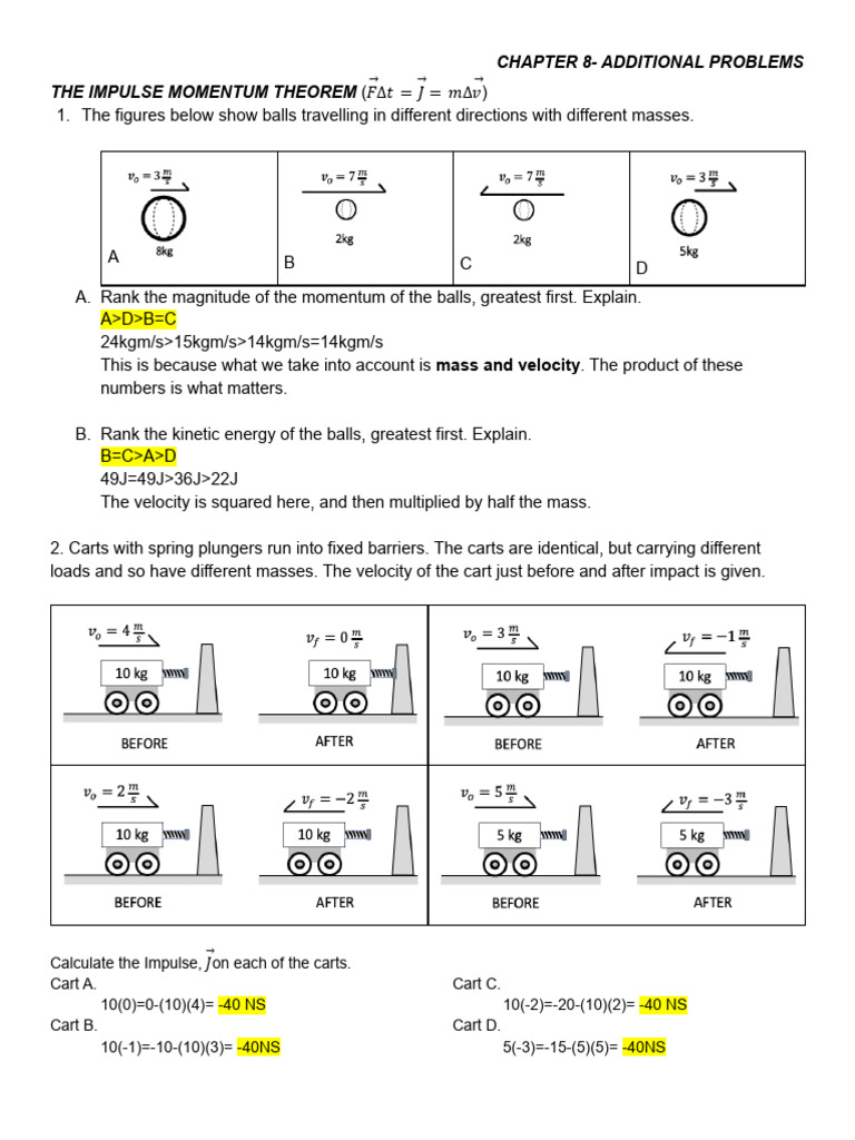 Chapter 8 Additional Problems Rescarcega | PDF | Momentum | Metrology