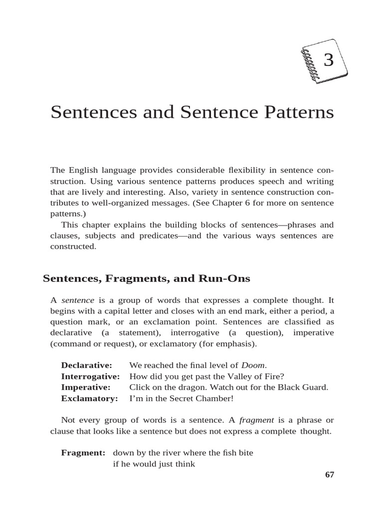Sentences and Sentence Pattern | PDF | Sentence (Linguistics) | Verb