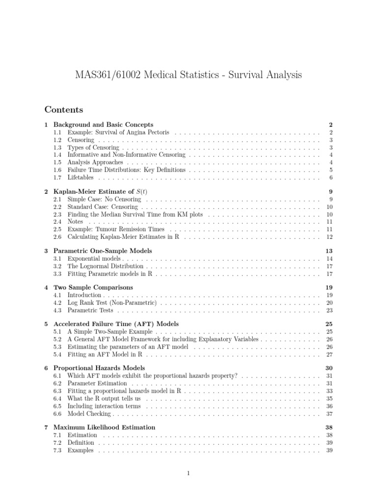 Medical Statistics: Survival Analysis Guide | PDF | Probability ...