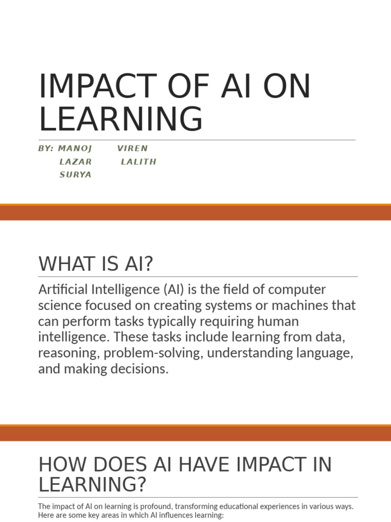 Impact of Ai On Learning 08041022 86b9 4c28 b1b8 Bf49a01aaa15 | PDF ...