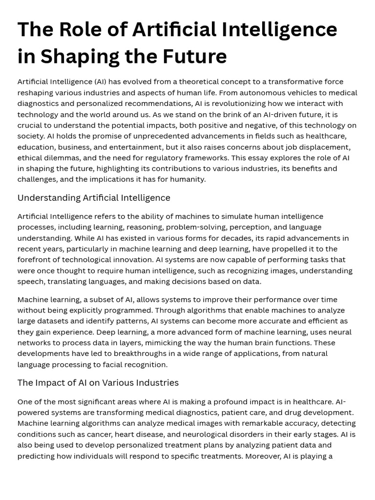 AI's Role in Shaping Our Future | PDF | Artificial Intelligence ...