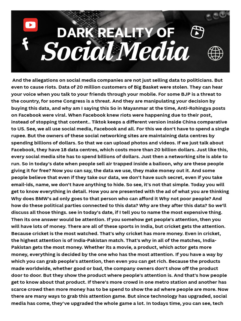 Dark Side of Social Media. PDF Social Media Popular Culture