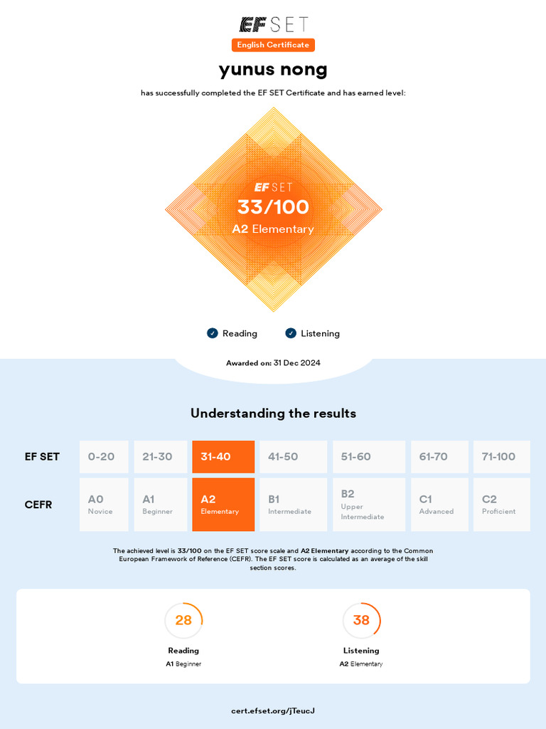 EF SET Certificate | PDF