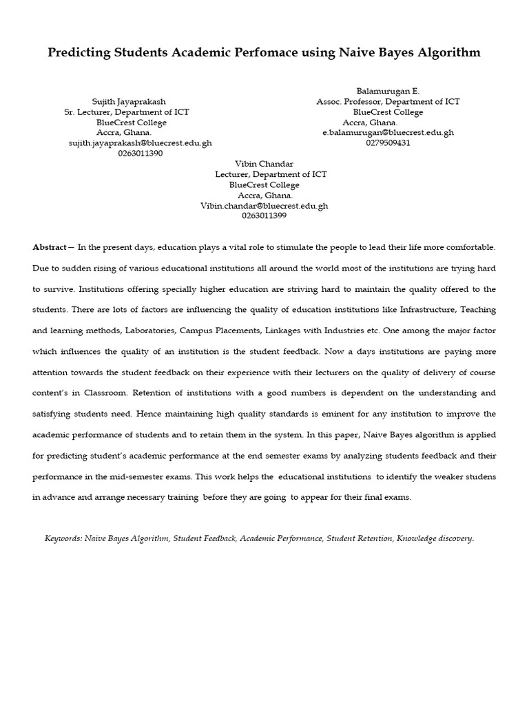 Predicting Students Academic Perfomace U | PDF | Sensitivity And ...