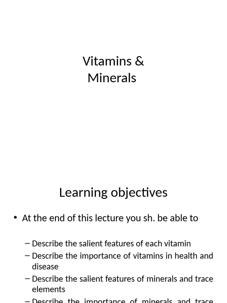 Essential Vitamins and Minerals Guide | PDF | Vitamin | Vegetables