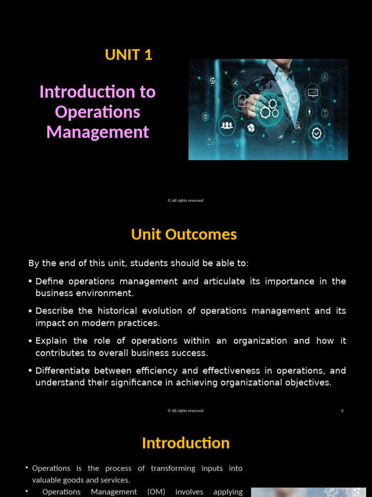 MBA105 Q1 PPT Unit 01 of 10 | PDF | Operations Management | Production ...