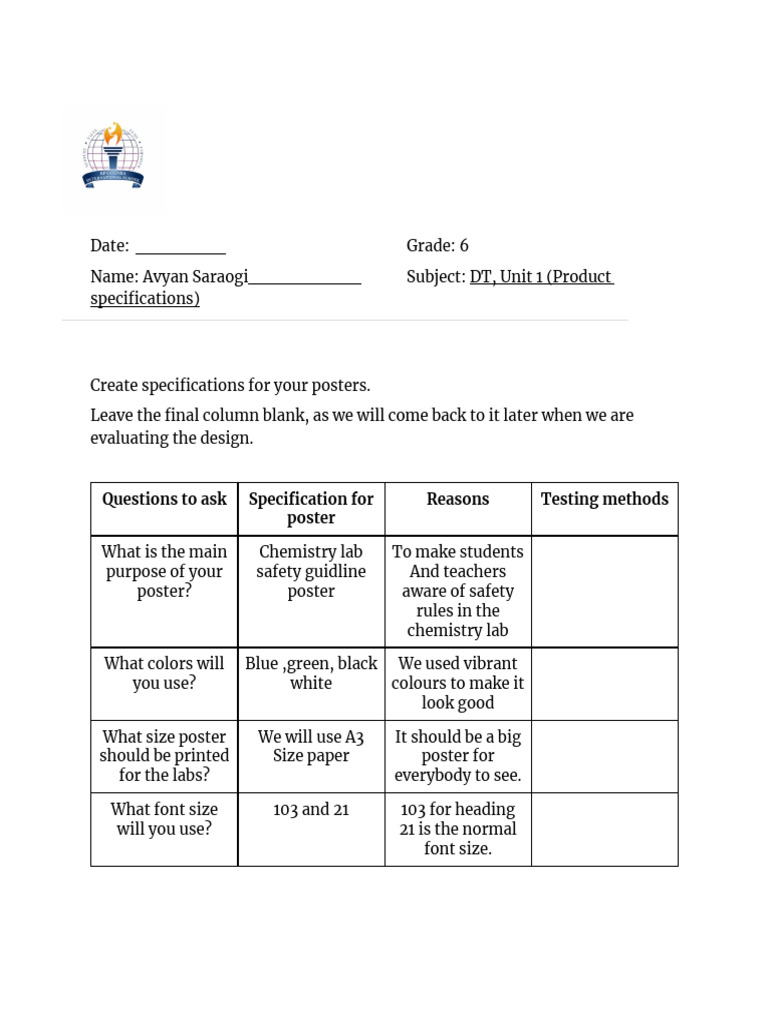 Unit 1 Product Specifications | PDF