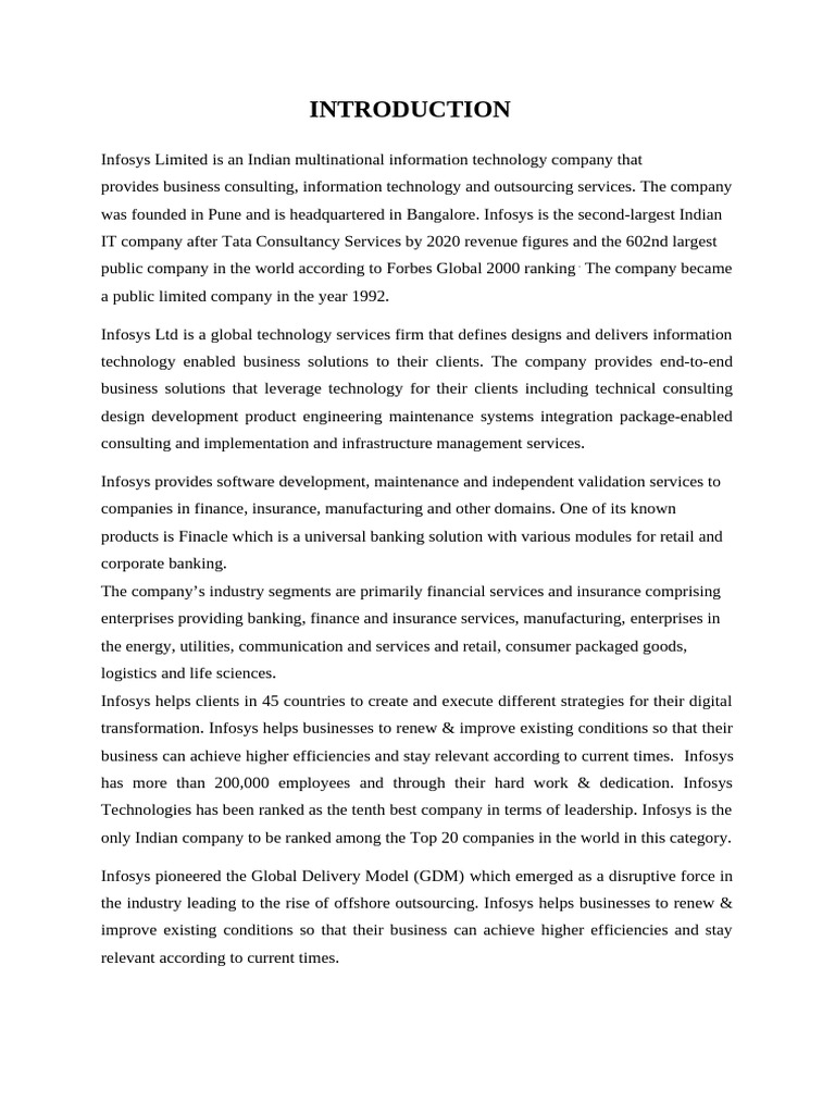 Infosys Limited: IT Services Overview | PDF | Securities (Finance ...