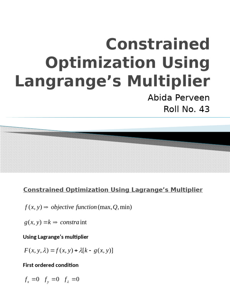 Lagrange Multiplier Optimization Guide | PDF