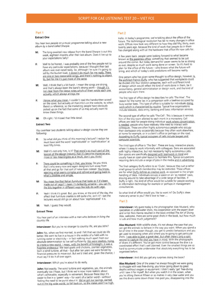 CAE Listening Test 20 Script | PDF