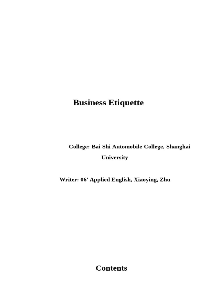 Xiaoying Zhu. - Business Etiquette | PDF | Meal
