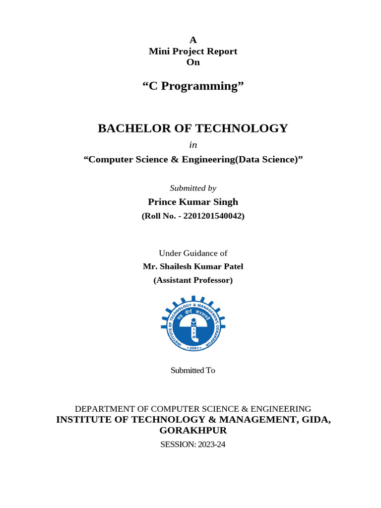 Mini Project Report Format (23-24) | PDF | Python (Programming Language ...