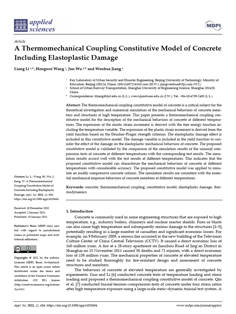A Thermomechanical Coupling Constitutive Model of | PDF | Elasticity ...