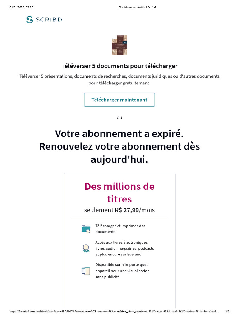 Renouvellement d'abonnement Scribd | PDF | Services en ligne | Formats ...