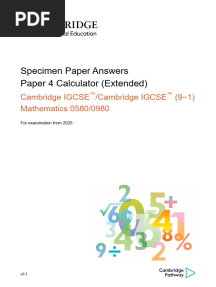 0580 Specimen Paper Answers Paper 4 (for Examination From 2025)