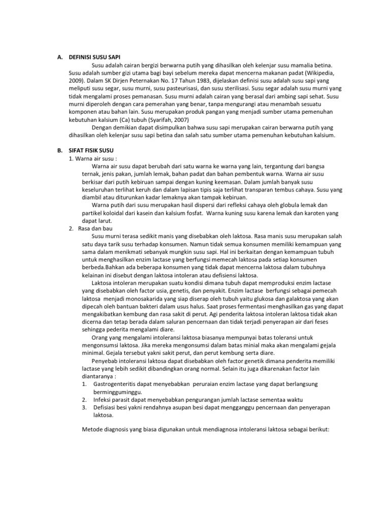 DEFINISI SUSU SAPI