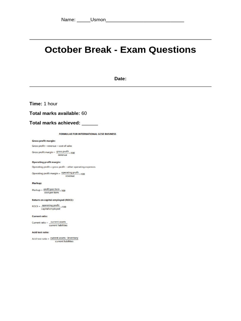 October Break Exam Questions Overview | PDF | Apple Inc. | Emirates ...