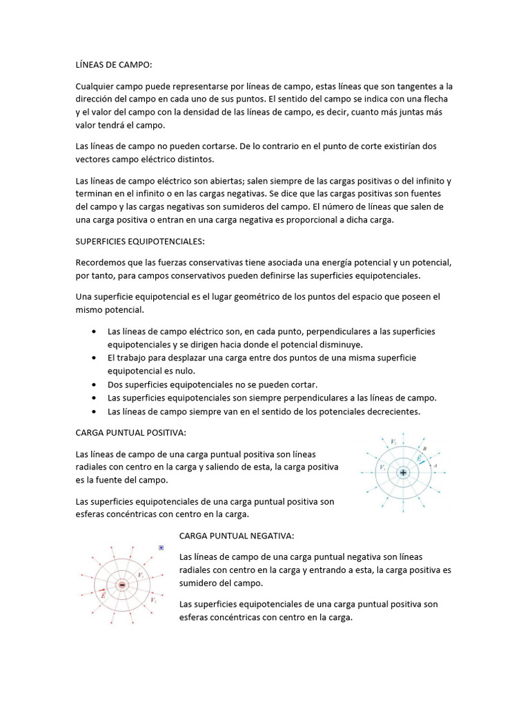Líneas de Campo y Superficies Equipotenciales | PDF