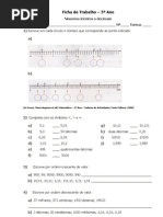 Ficha de Trabalho - Números Inteiros Decimais - 5º Ano